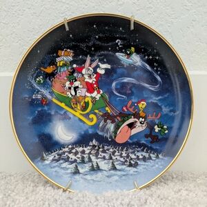 Vintage Looney Tunes Plate "What's Up Santa?"
